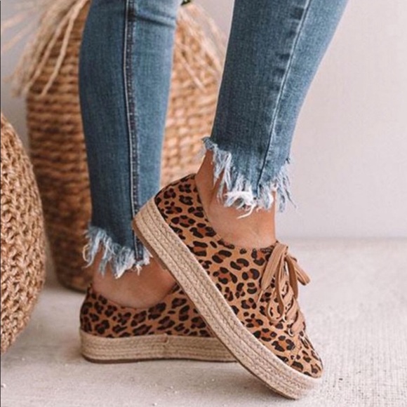 These Three Boutique Shoes - Leopard Espadrille Sneakers